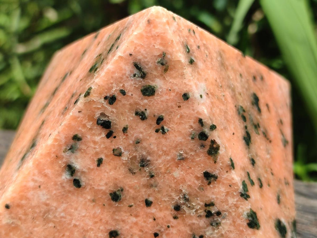 Polished Orange Calcite With Biotite Pyramids x 2 From Madagascar