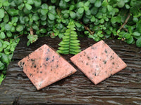 Polished Orange Calcite With Biotite Pyramids x 2 From Madagascar