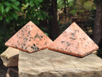 Polished Orange Calcite With Biotite Pyramids x 2 From Madagascar