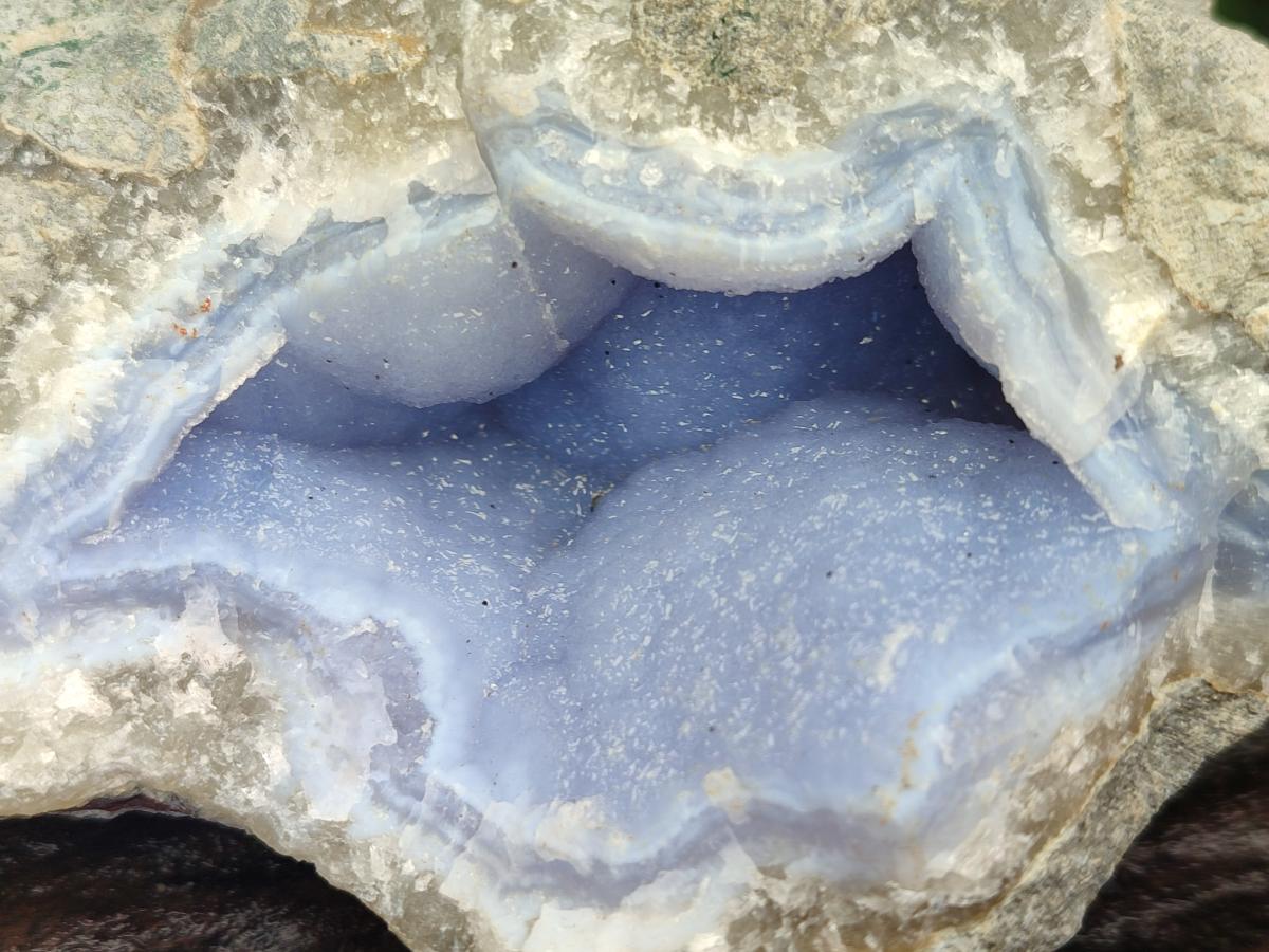 Natural Blue Lace Agate Geode Specimens x 3 From Nsanje, Malawi - Toprock Gemstones and Minerals 