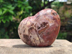 Polished Red Podocarpus Petrified Wood Hearts x 6 From Mahajanga, Madagascar