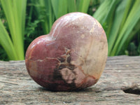 Polished Red Podocarpus Petrified Wood Hearts x 6 From Mahajanga, Madagascar