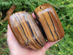 Polished Jumbo Golden Tigers Eye With Banded Iron Stone Free Forms x 6 From Prieska, South Africa
