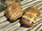 Polished Jumbo Golden Tigers Eye With Banded Iron Stone Free Forms x 6 From Prieska, South Africa