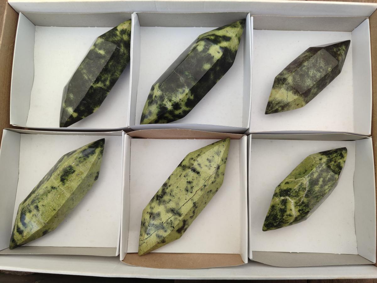 Polished Double Terminated Leopard Stone x 6 From Zimbabwe - Toprock Gemstones and Minerals 
