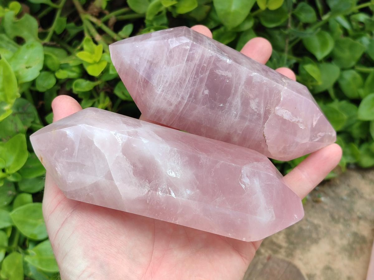 Polished Double Terminated Rose Quartz Crystals x 4 From Madagascar
