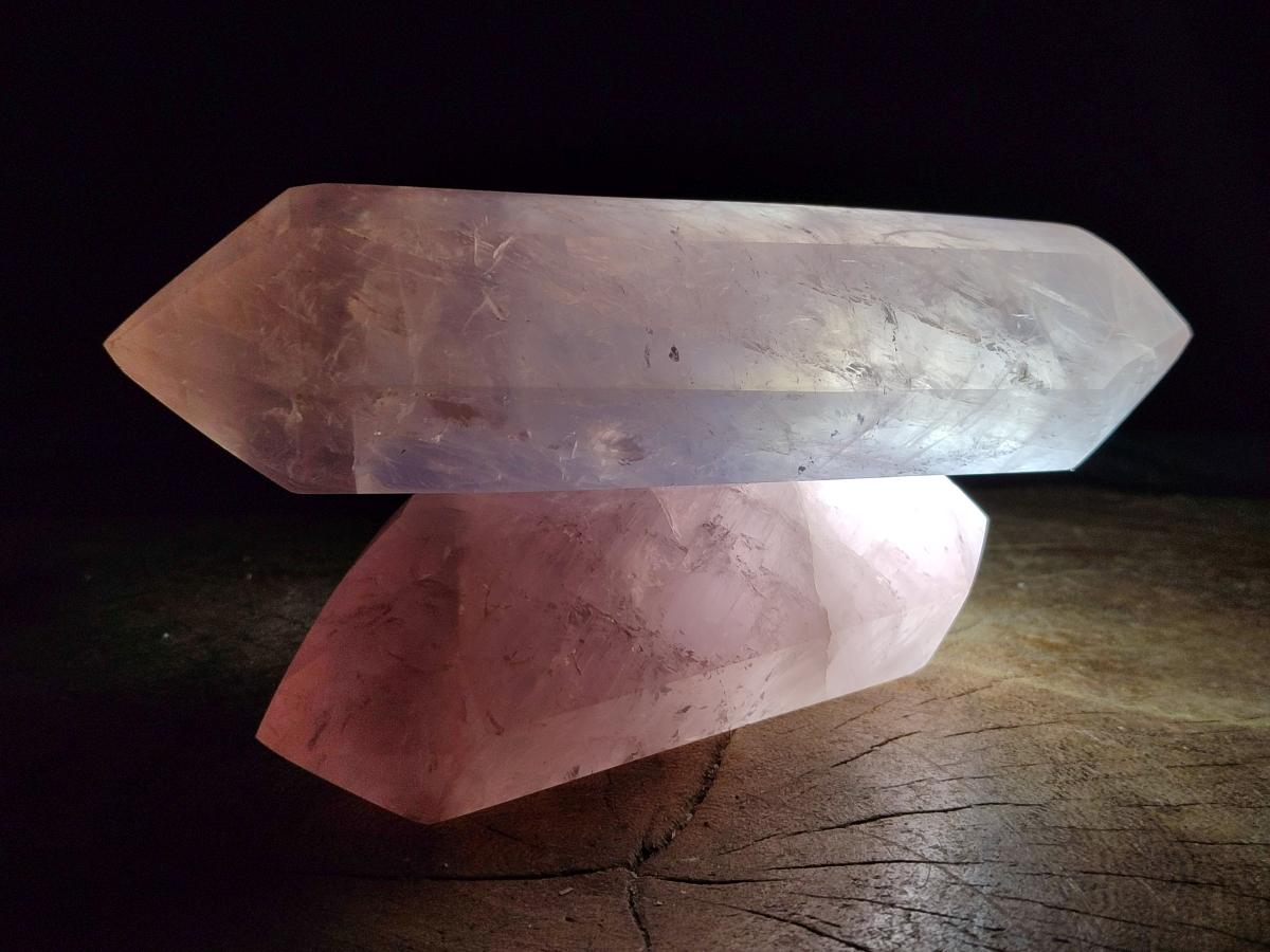 Polished Double Terminated Rose Quartz Crystals x 4 From Madagascar - Toprock Gemstones and Minerals 