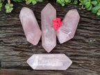 Polished Double Terminated Rose Quartz Crystals x 4 From Madagascar - Toprock Gemstones and Minerals 