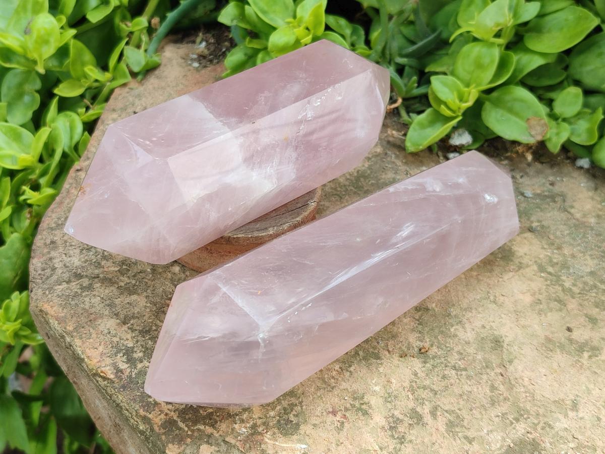 Polished Double Terminated Rose Quartz Crystals x 4 From Madagascar - Toprock Gemstones and Minerals 