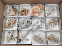 Natural Drusy Quartz Coated Calcite Pseudomorph Specimens x 12 From Albert's Mountain, Lesotho