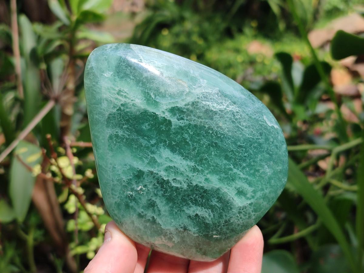 Polished Green Fluorite Standing Free Form x 2 From Madagascar