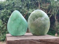 Polished Green Fluorite Standing Free Form x 2 From Madagascar