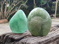 Polished Green Fluorite Standing Free Form x 2 From Madagascar