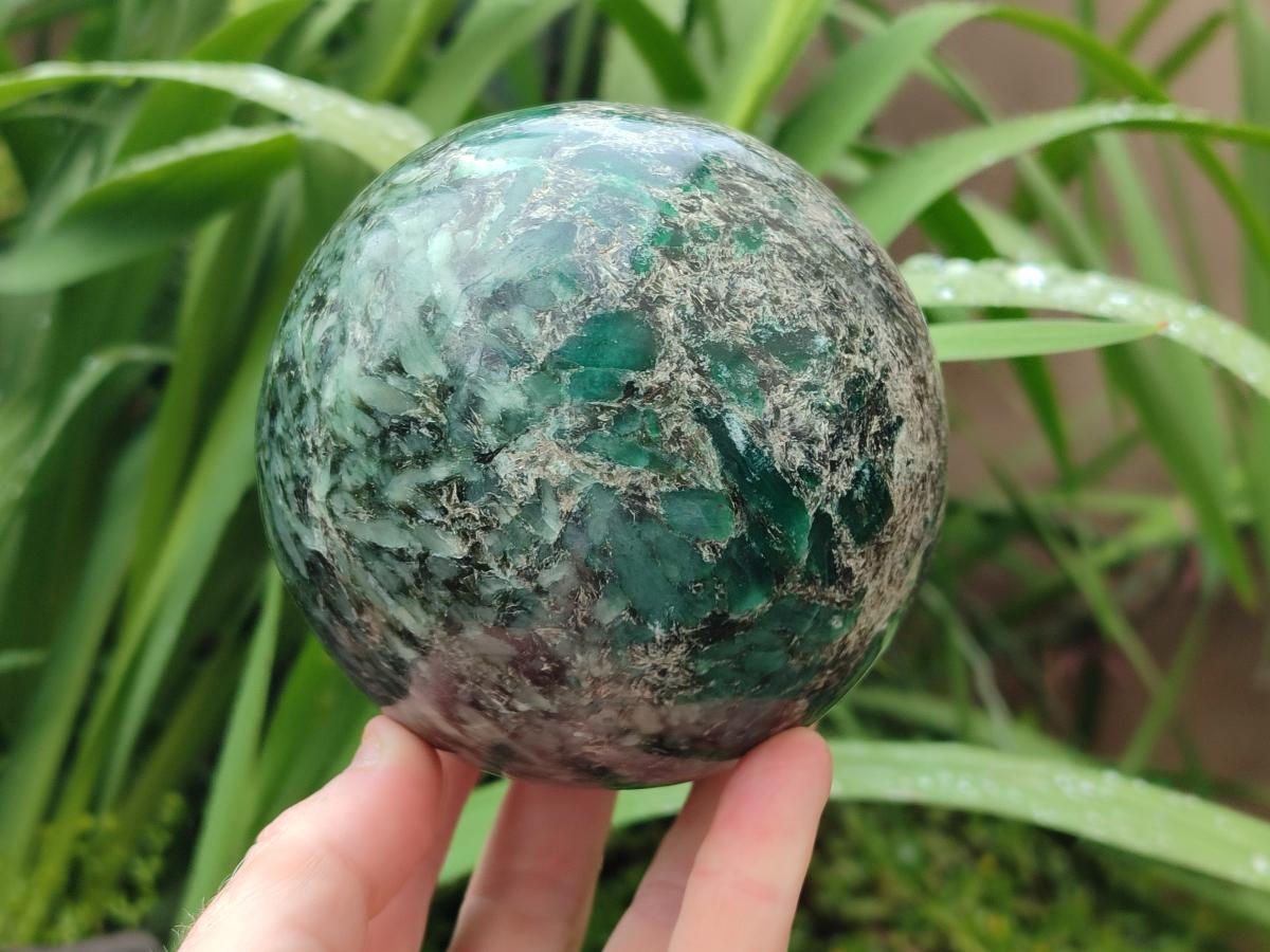 Polished Emerald Mica 'Mutokolite' Sphere x 1 From Mutoko, Zimbabwe
