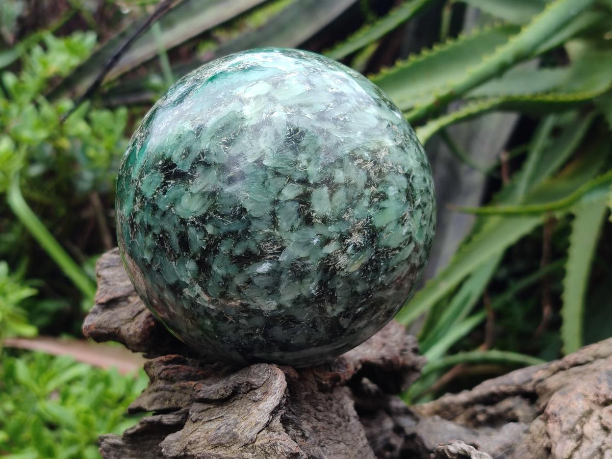 Polished Emerald Mica 'Mutokolite' Sphere x 1 From Mutoko, Zimbabwe