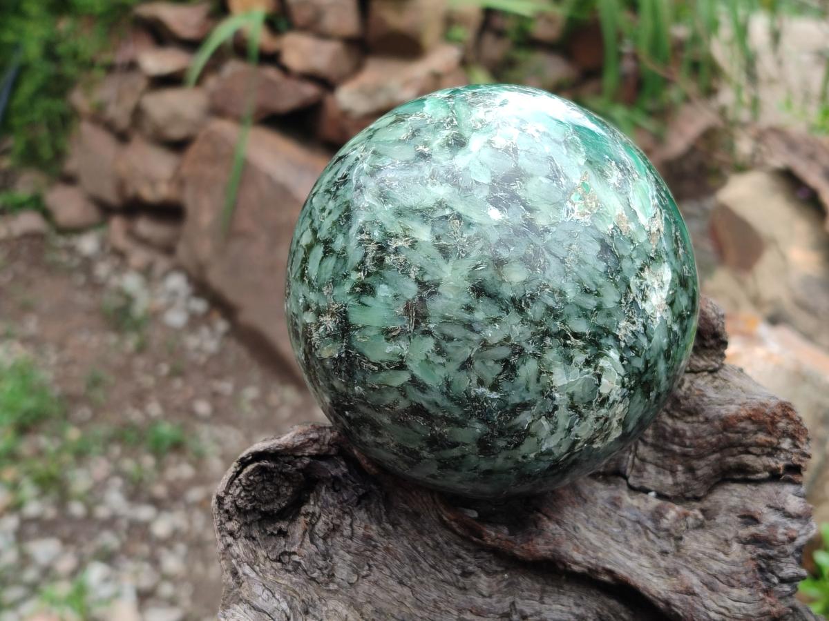 Polished Emerald Mica 'Mutokolite' Sphere x 1 From Mutoko, Zimbabwe
