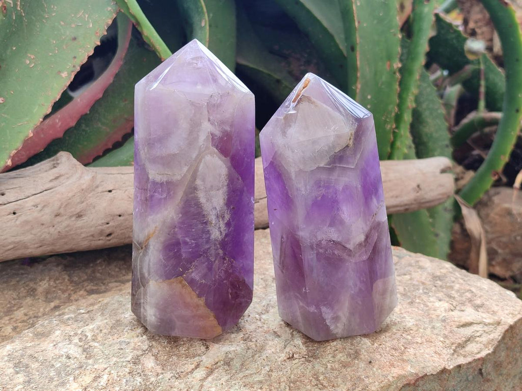 Polished Chevron Amethyst Crystals x 2 From Madagascar