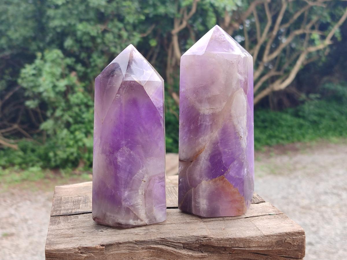 Polished Chevron Amethyst Crystals x 2 From Madagascar