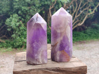 Polished Chevron Amethyst Crystals x 2 From Madagascar