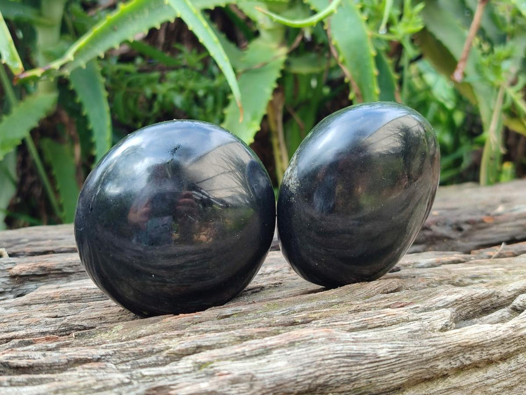 Polished Black Basalt Galets x 12 From Madagascar