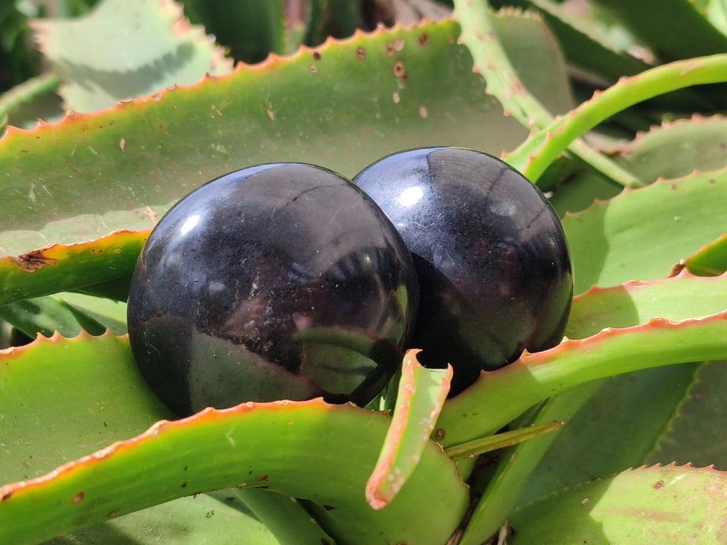 Polished Black Basalt Galets x 12 From Madagascar