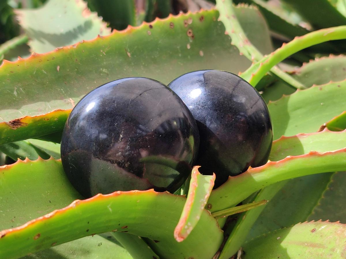 Polished Black Basalt Galets x 12 From Madagascar