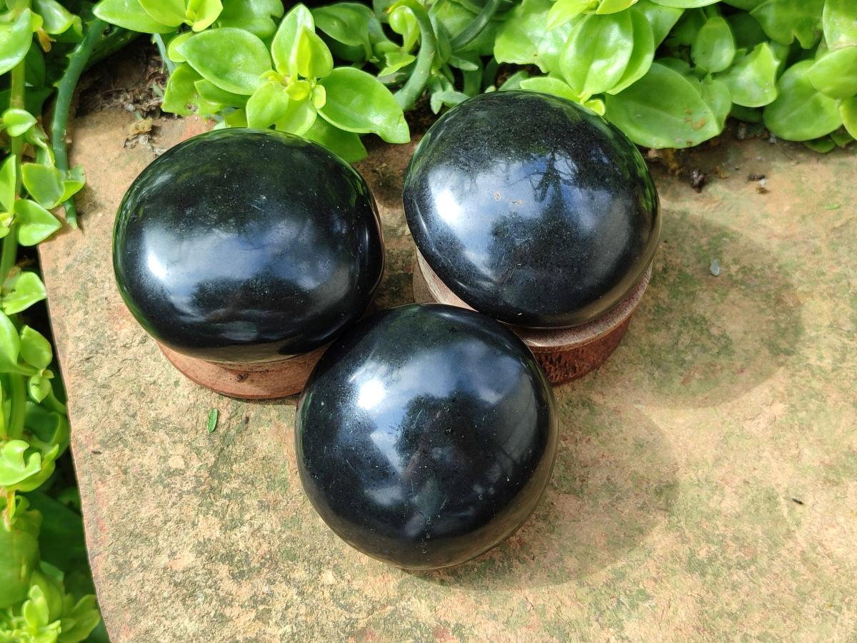 Polished Black Basalt Galets x 12 From Madagascar