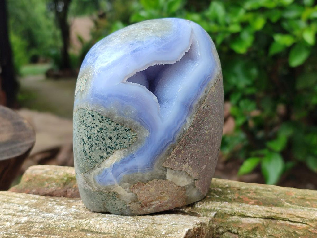 Polished Blue Lace Agate Standing Free Forms x 2 From Nsanje, Malawi