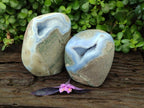 Polished Blue Lace Agate Standing Free Forms x 2 From Nsanje, Malawi