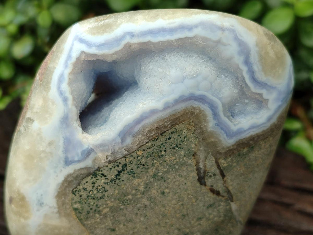 Polished Blue Lace Agate Standing Free Forms x 2 From Nsanje, Malawi