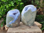Polished Blue Lace Agate Standing Free Forms x 2 From Nsanje, Malawi
