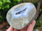 Polished Blue Lace Agate Standing Free Forms x 2 From Nsanje, Malawi