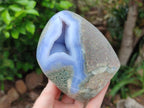 Polished Blue Lace Agate Standing Free Forms x 2 From Nsanje, Malawi
