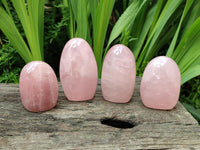 Polished Rose Quartz Standing Free Forms x 4 From Madagascar
