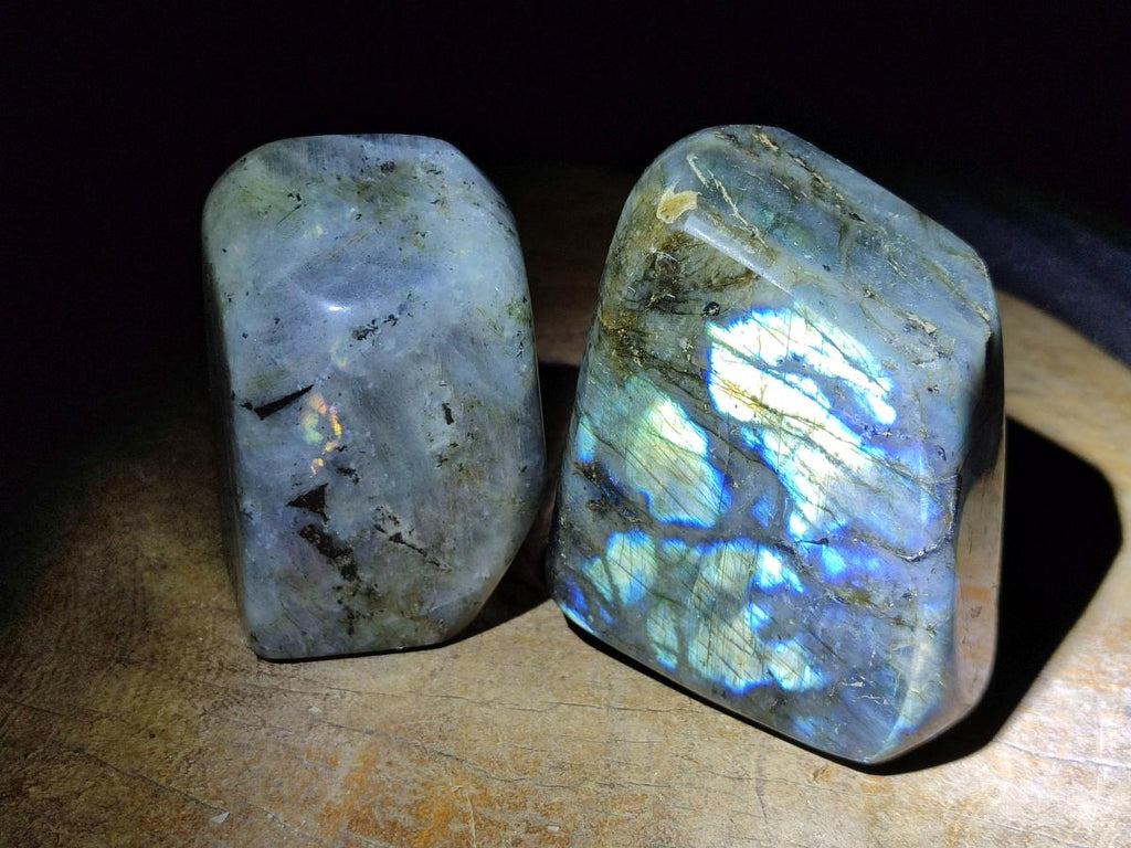 Polished Labradorite Standing Free Forms x 4 From Tulear, Madagascar
