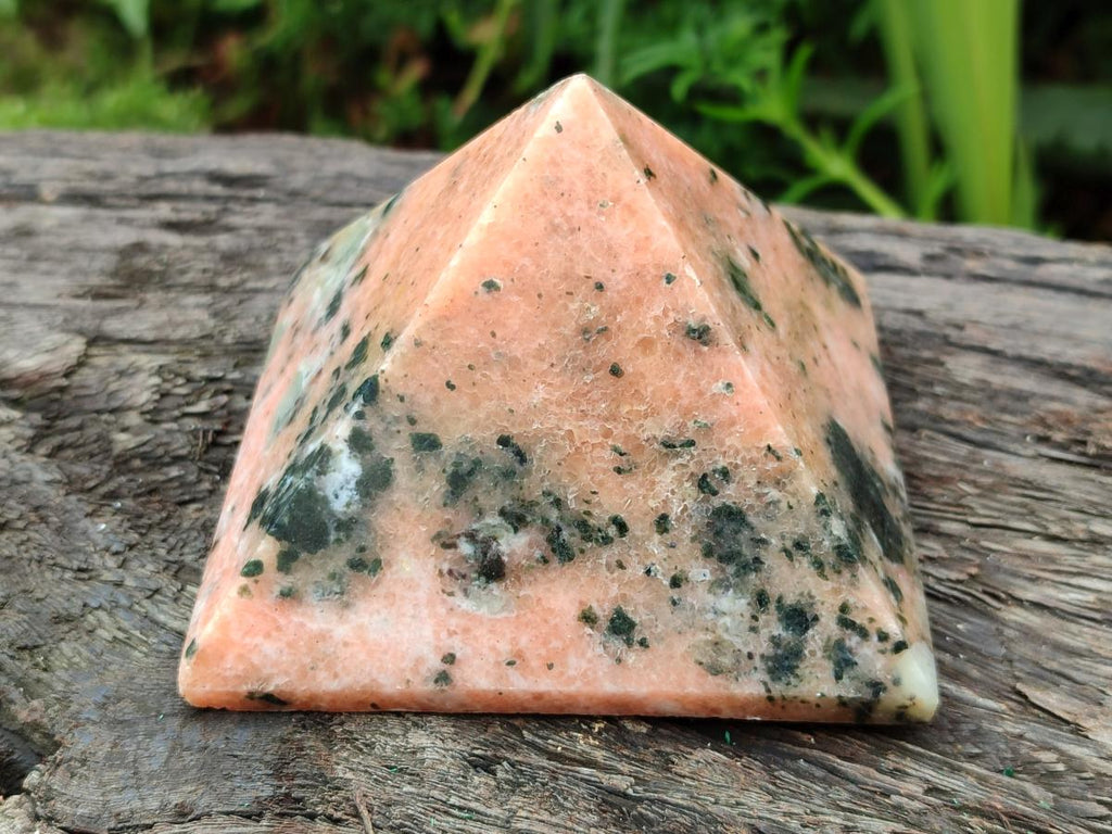 Polished Orange Calcite With Biotite Pyramids x 2 From Madagascar