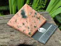 Polished Orange Calcite With Biotite Pyramids x 2 From Madagascar