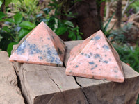 Polished Orange Calcite With Biotite Pyramids x 2 From Madagascar