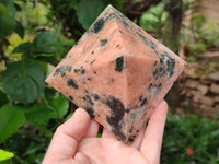 Polished Orange Calcite With Biotite Pyramids x 2 From Madagascar
