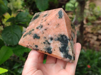 Polished Orange Calcite With Biotite Pyramids x 2 From Madagascar