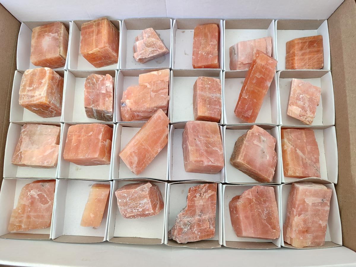 Natural Sunset Orange Calcite Specimens x 24 From Spitzkop, Namibia