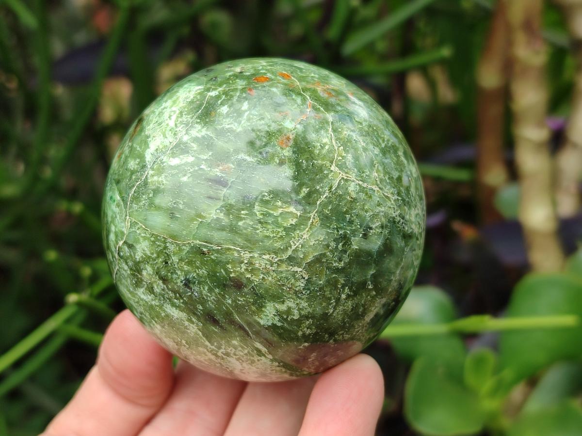 Polished Green Chrysoprase Spheres x 6 From Ambatondrazaka, Madagascar