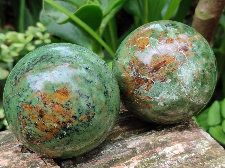 Polished Green Chrysoprase Spheres x 6 From Ambatondrazaka, Madagascar