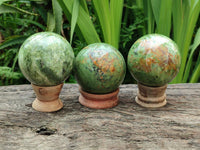 Polished Green Chrysoprase Spheres x 6 From Ambatondrazaka, Madagascar