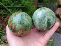 Polished Green Chrysoprase Spheres x 6 From Ambatondrazaka, Madagascar