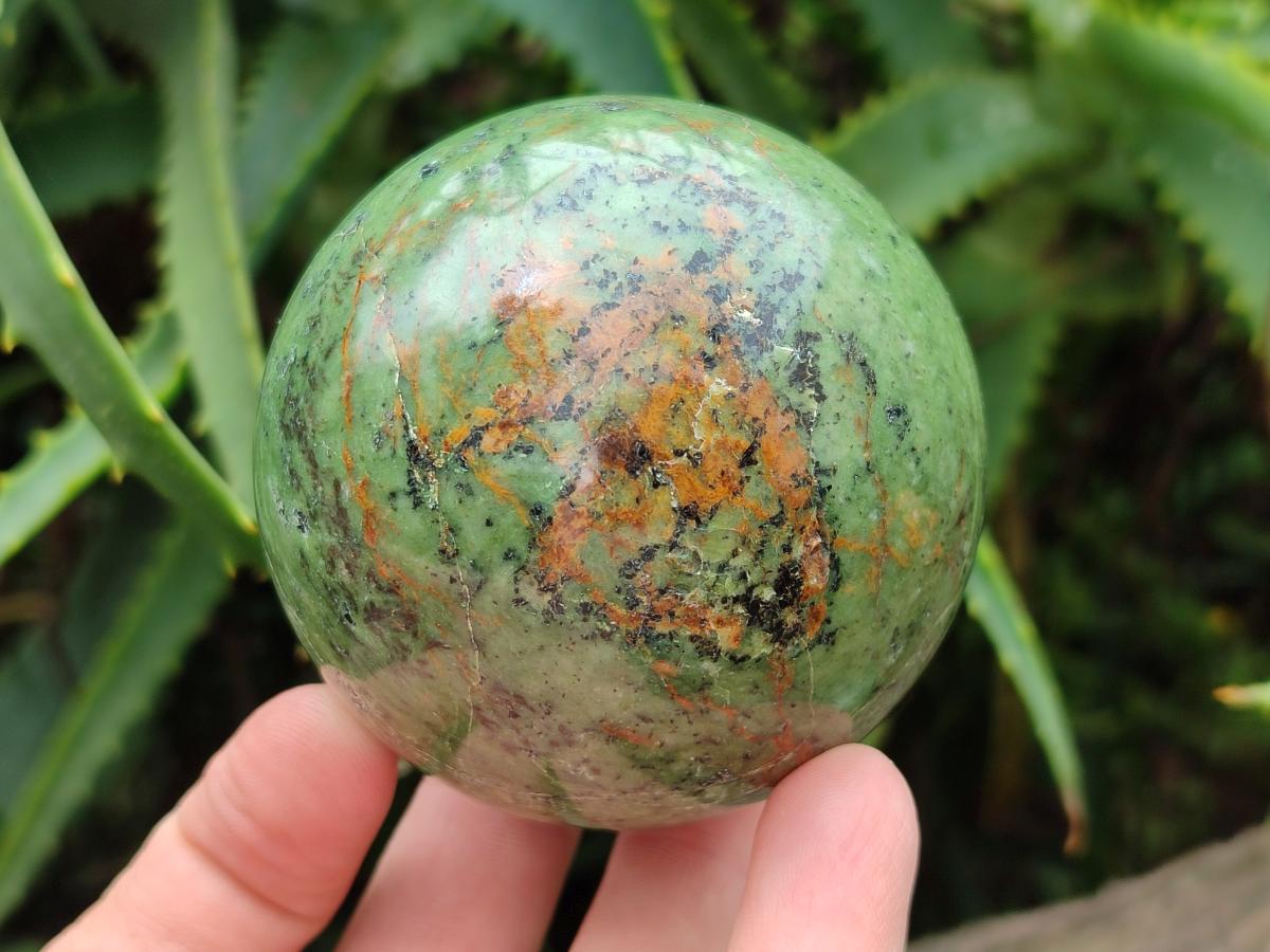 Polished Green Chrysoprase Spheres x 6 From Ambatondrazaka, Madagascar