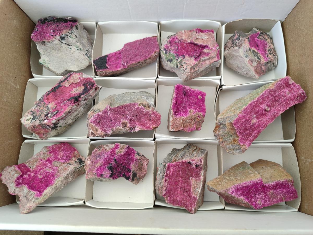 Natural Salrose Cobaltion Dolomite Specimens x 12 From Kakanda, Congo