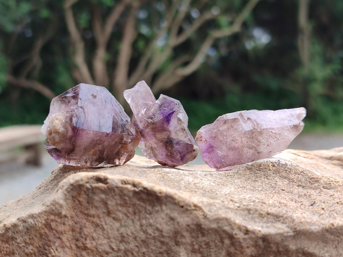 Natural Smokey Window Amethyst Crystals x 70 From Chiredzi, Zimbabwe