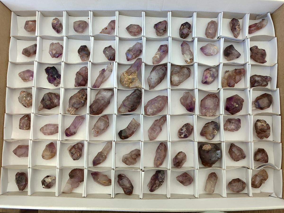 Natural Smokey Window Amethyst Crystals x 70 From Chiredzi, Zimbabwe