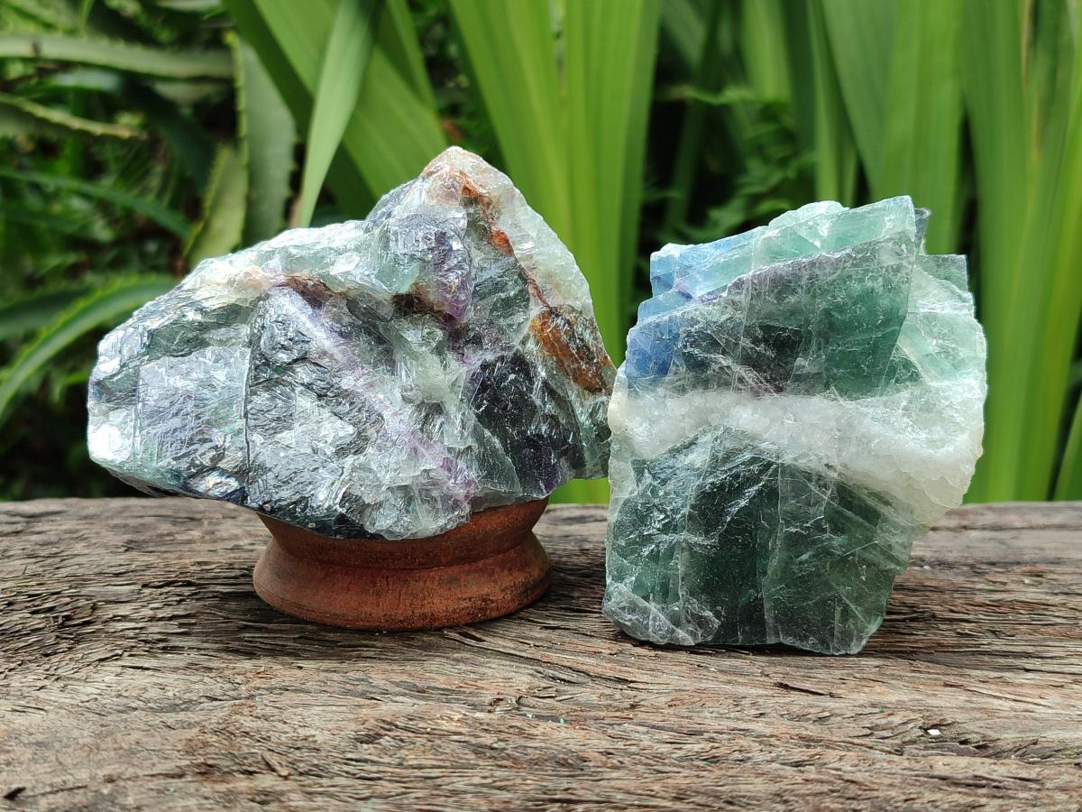 Natural Watermelon Fluorite Cobbed Specimens x 8 From Uis, Namibia